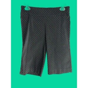 COUNTERPARTS PETITE Polka Dot Rainbow Black Capris Size 6 6P Bermuda Stretch